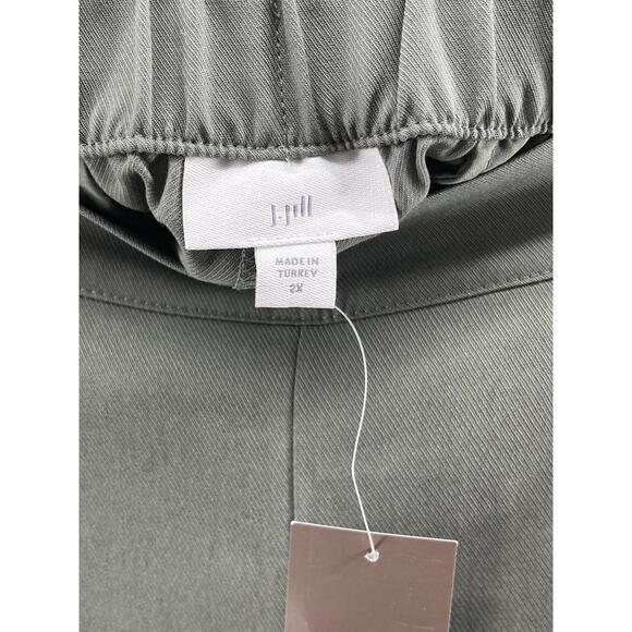 J. Jill Wide Leg Crop Pants Tencel 2X Peatmoss Green Relaxed Lagenlook Casual - Picture 6 of 9